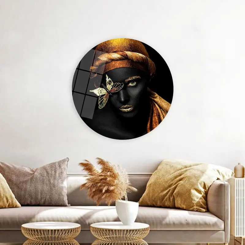 Goldschimmernder afrikanischer Frauen-Leinwanddruck – elegante Wandkunst