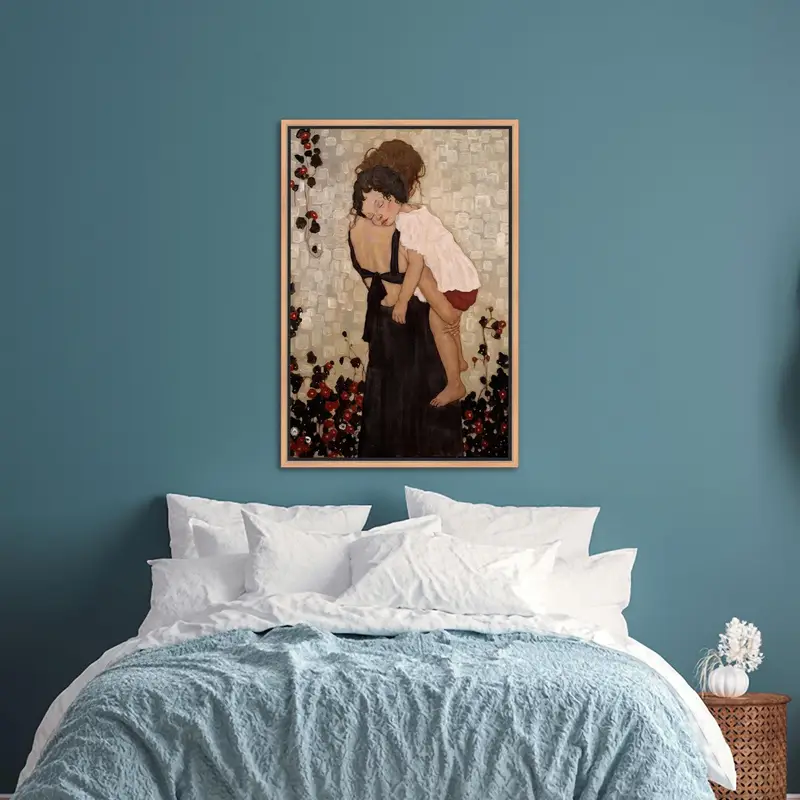 モダン アール ヌーボー クリムト キャンバス プリント: お母さんへのエレガントなギフト