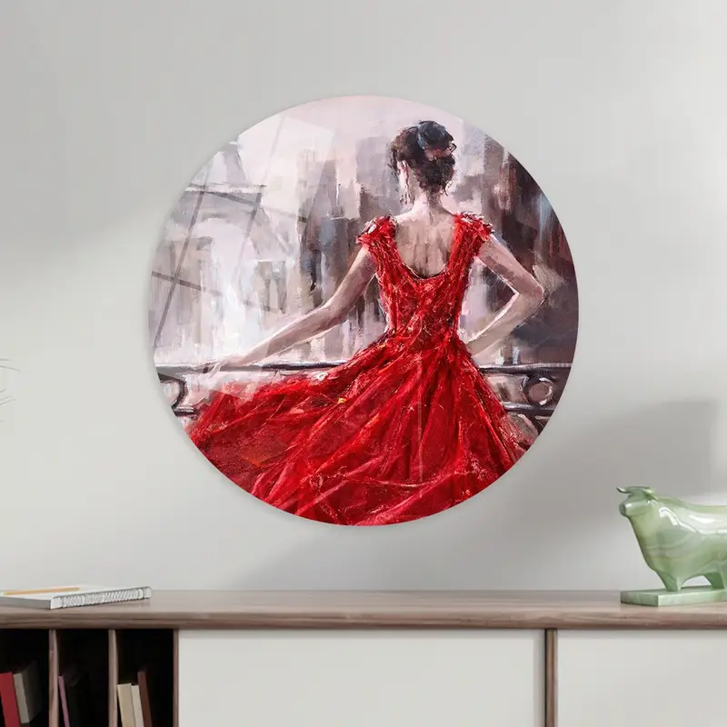 Elegant Paris Canvas: Woman in Red Dress Artwork