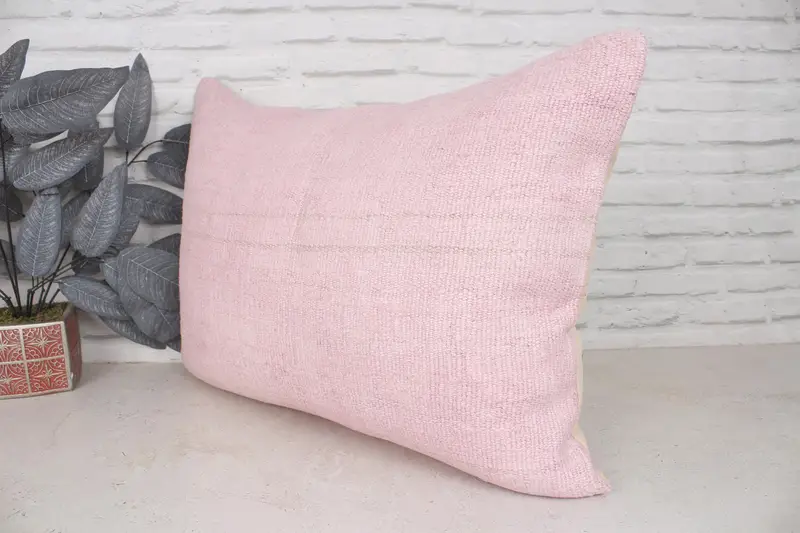 Turkish Rugs Cushion Cover, Southwestern Pillow, Boho Pillow, Gift Pillow, Vintage Kilim Pillow, Cushion Cover, 20x28 Pink Pillow Sham - 4