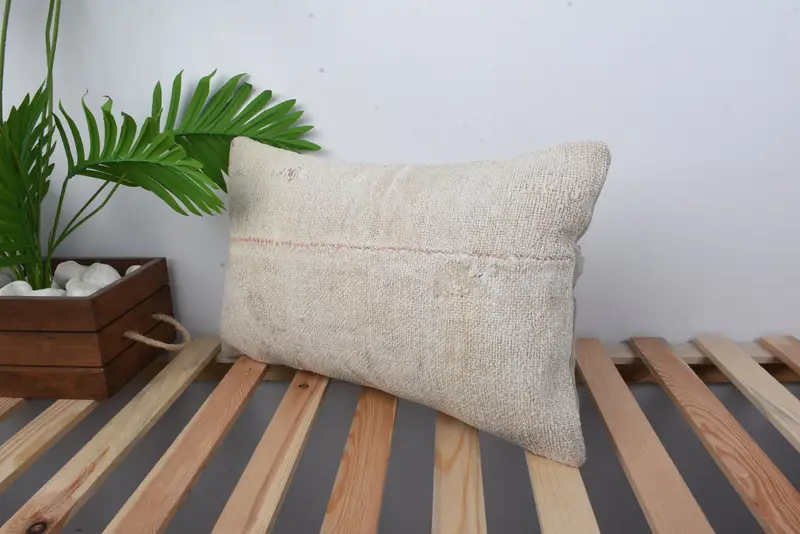 Vintage Pillow, Hippie Throw Pillow Cover, Boho Pillow Sham Cover, Home Decor Pillow, Patio Cushion Cover, 12x20 Beige Pillow, Cushion - 5