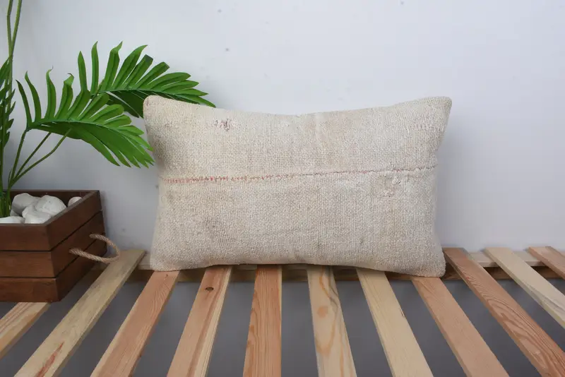 Vintage Pillow, Hippie Throw Pillow Cover, Boho Pillow Sham Cover, Home Decor Pillow, Patio Cushion Cover, 12x20 Beige Pillow, Cushion - 1