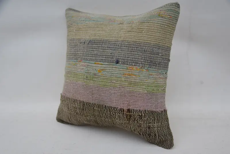 Home Decor Pillow, Cushion, 12x12 Beige Cushion, Decorative Bolster Cushion, Boho Pillow Sham Cover, Vintage Kilim Throw Pillow - 3