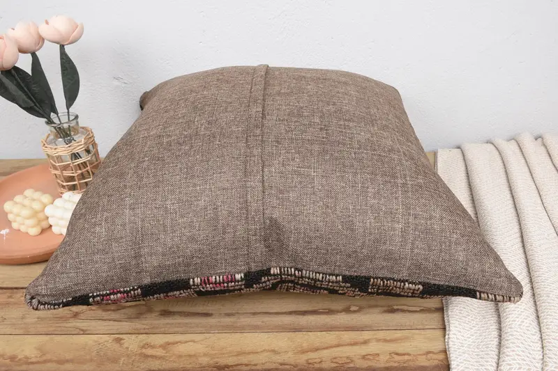 Vintage Pillow, Kilim Pillow Cover, 24x24 Brown Pillow Cover, Vintage Throw Cushion Case, Boho Pillow, Car Pillow Case, Pillow Sham - 6