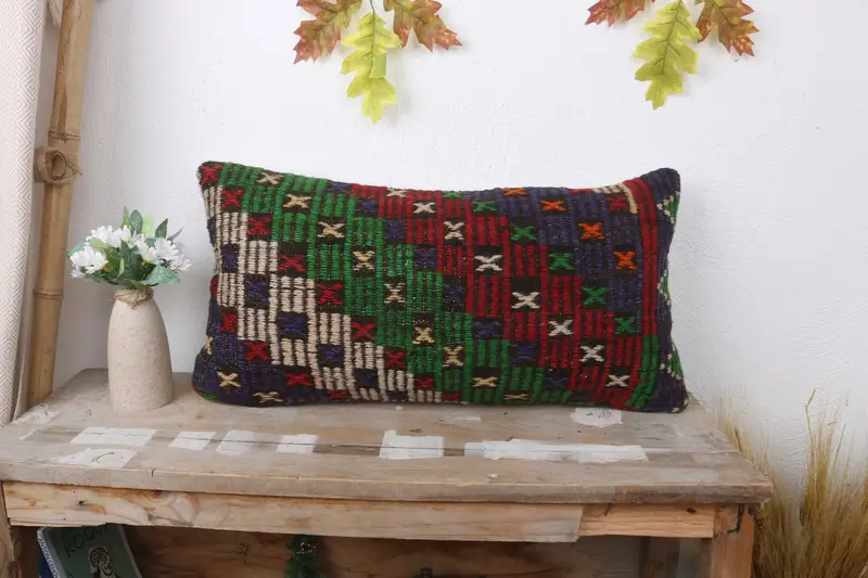 12x24 Red Cushion Case, Home Decor Pillow, Gift Pillow, Cushion Case, Sustainable Pillow, Interior Designer Pillow, Handmade Throw Pillow Sham - 1