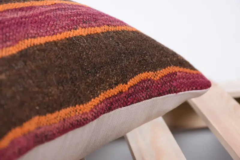 Boho Pillow, Vintage Kilim Pillow, Bohemian Cushion Cushion Cover, Couch Cushion Cover, Boho Pillow Sham Cover, 16x16 Orange Cushion, Pillow Cover - 7