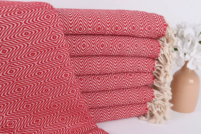 Handmade Red Cotton Towel, Bachelorette Gifts, 40x71 Inches