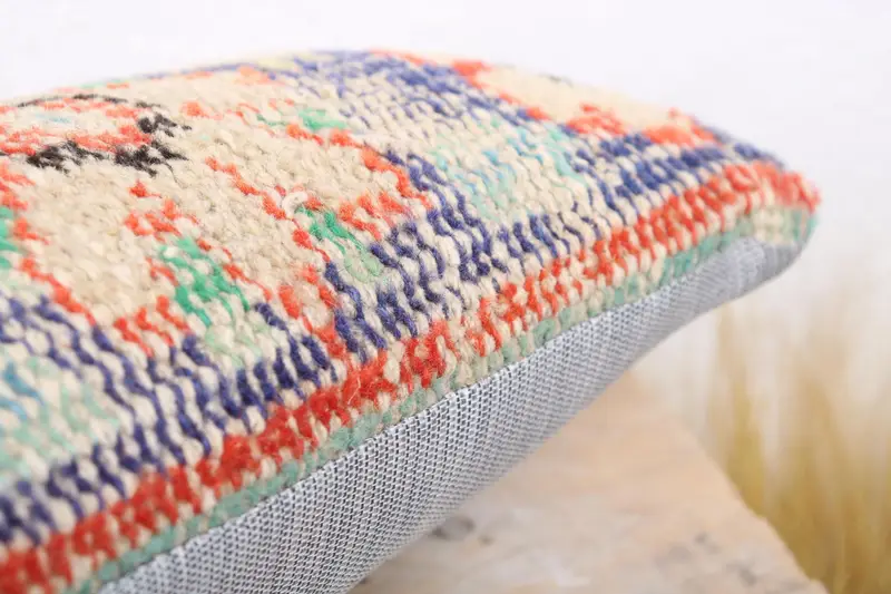Neutral Throw Pillow, Pillow, Yoga Cushion Cover, 8x16 Blue Cushion Case, Throw Kilim Pillow, Boho Pillow Sham Cover, Boho Pillow - 6