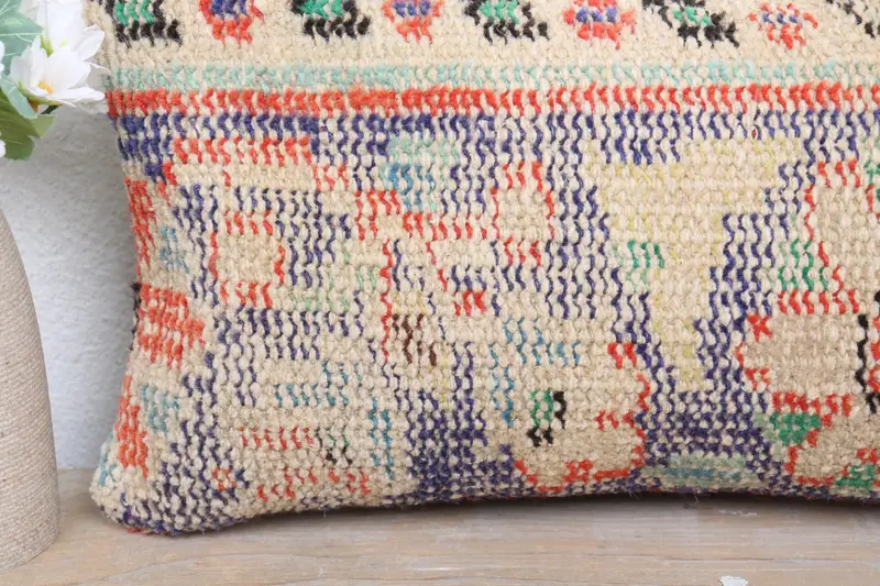 Neutral Throw Pillow, Pillow, Yoga Cushion Cover, 8x16 Blue Cushion Case, Throw Kilim Pillow, Boho Pillow Sham Cover, Boho Pillow - 3
