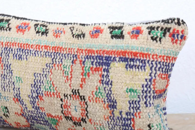 Neutral Throw Pillow, Pillow, Yoga Cushion Cover, 8x16 Blue Cushion Case, Throw Kilim Pillow, Boho Pillow Sham Cover, Boho Pillow - 5