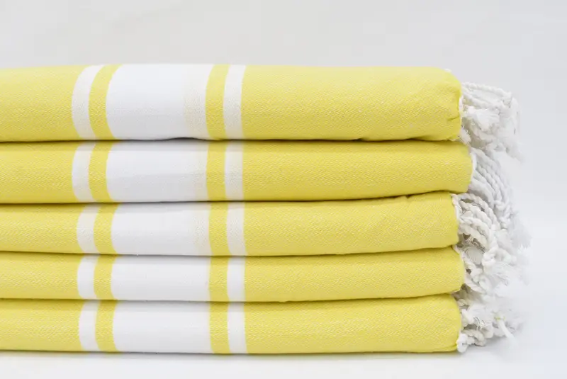 Beach Towel Monogrammed Turkish Cotton Yellow Stripes, 70x40 Inches