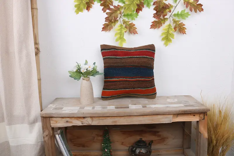 Outdoor Throw Cushion Cover, 12x12 Blue Cushion, Kilim Pillow, Cushion, Interior Designer Pillow, Boho Pillow, Decorative Throw Pillow - 1