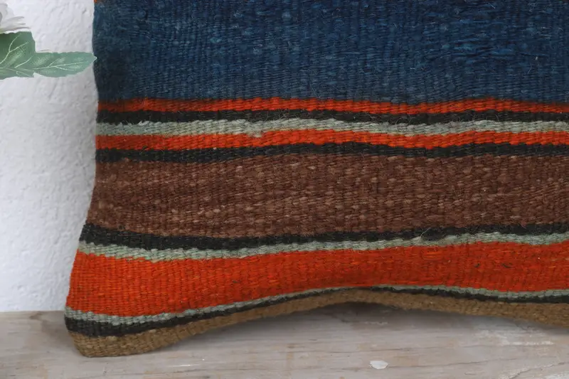 Outdoor Throw Cushion Cover, 12x12 Blue Cushion, Kilim Pillow, Cushion, Interior Designer Pillow, Boho Pillow, Decorative Throw Pillow - 3