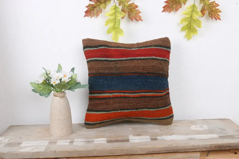 Outdoor Throw Cushion Cover, 12x12 Blue Cushion, Kilim Pillow, Cushion, Interior Designer Pillow, Boho Pillow, Decorative Throw Pillow - 2