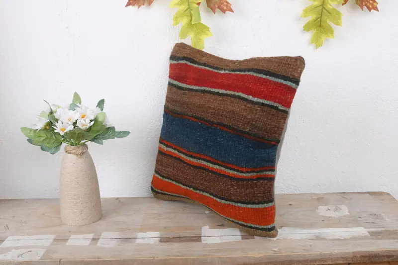 Outdoor Throw Cushion Cover, 12x12 Blue Cushion, Kilim Pillow, Cushion, Interior Designer Pillow, Boho Pillow, Decorative Throw Pillow - 4