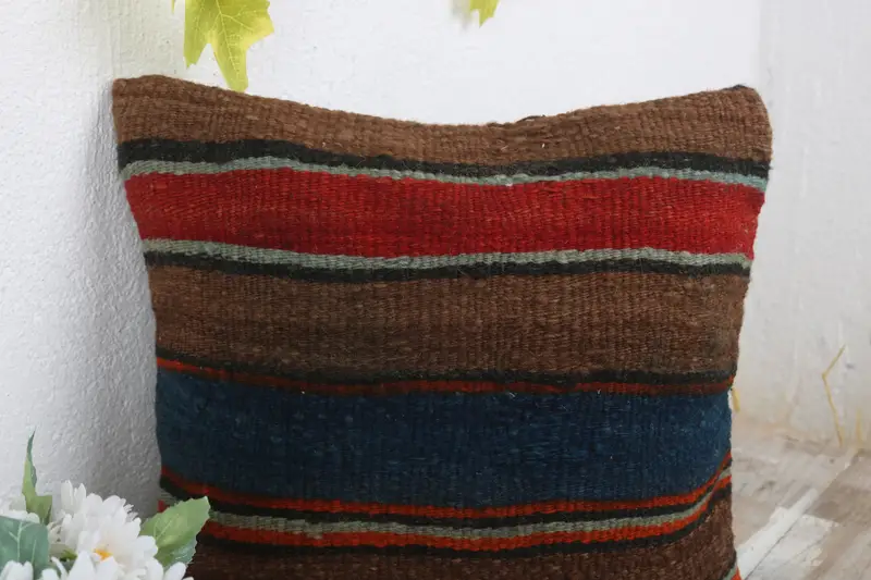 Outdoor Throw Cushion Cover, 12x12 Blue Cushion, Kilim Pillow, Cushion, Interior Designer Pillow, Boho Pillow, Decorative Throw Pillow - 5
