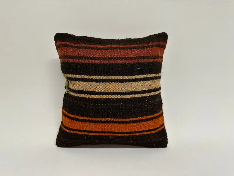 Throw Kilim Pillow, Pillow Cover, Decorative Throw Pillow Cover, Antique Pillows, Interior Designer Pillow, 12x12 Brown Cushion - 1