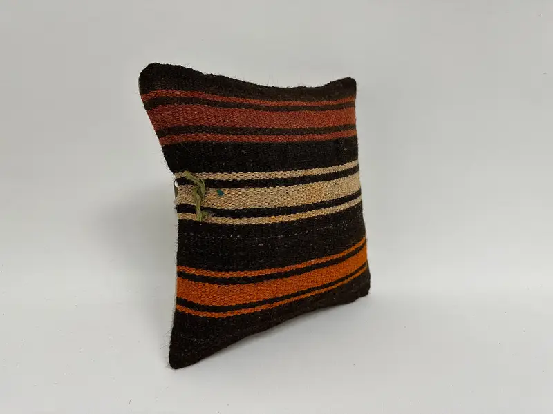 Throw Kilim Pillow, Pillow Cover, Decorative Throw Pillow Cover, Antique Pillows, Interior Designer Pillow, 12x12 Brown Cushion - 3