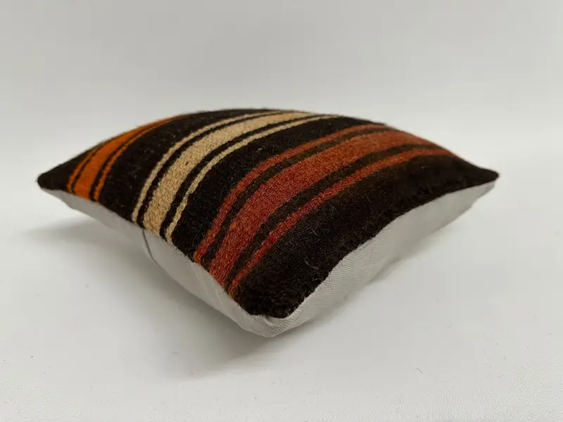 Throw Kilim Pillow, Pillow Cover, Decorative Throw Pillow Cover, Antique Pillows, Interior Designer Pillow, 12x12 Brown Cushion - 6
