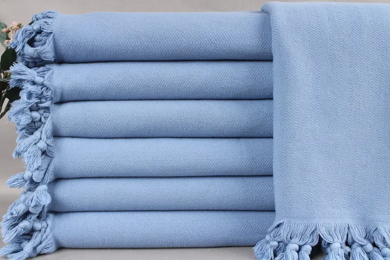 Bedcover Blue Blanket Chevron Stonewashed Throw 69x87 Inches