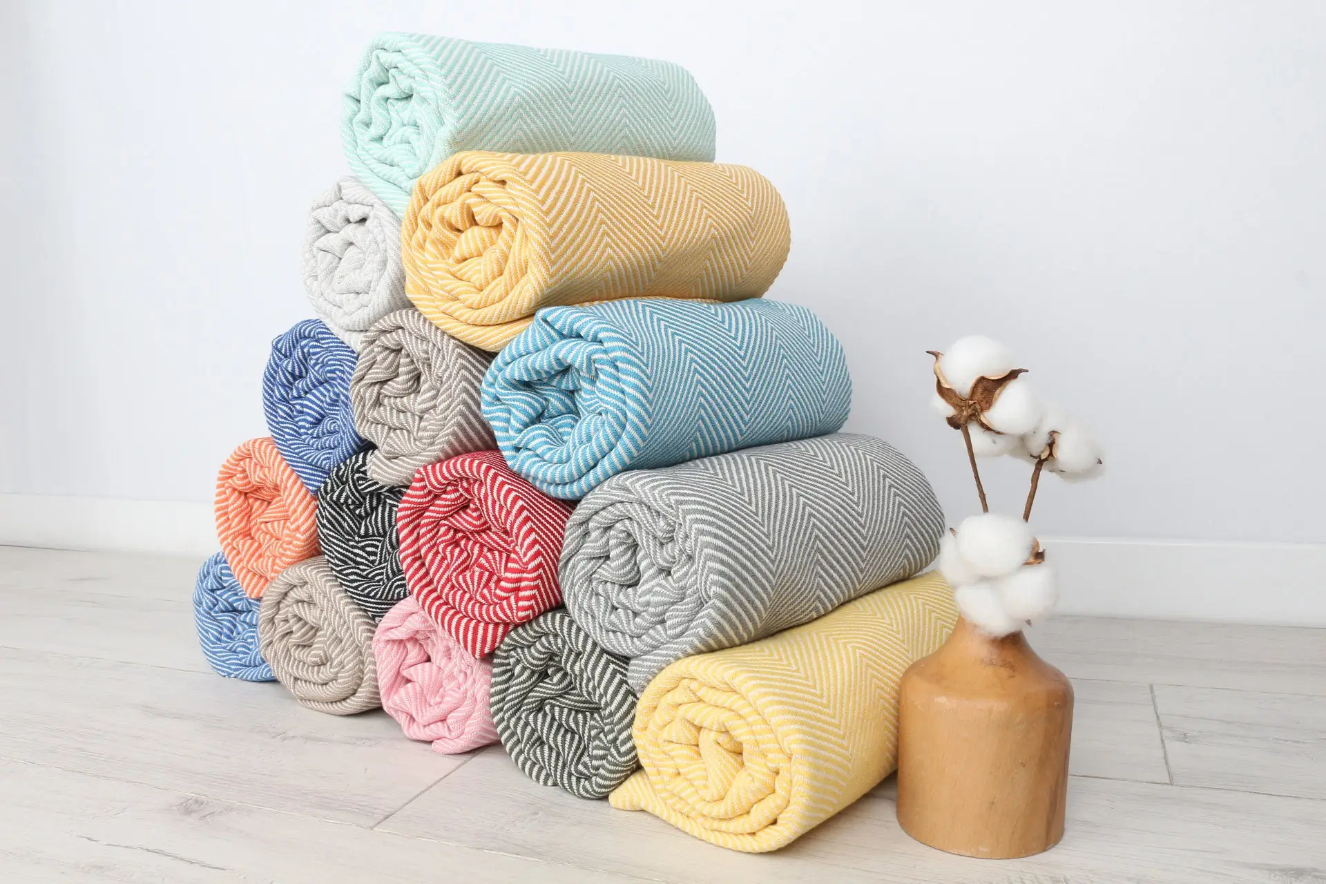 Personalized Turkish Towel Organic Cotton Herringbone, 40x71 Inches - 1