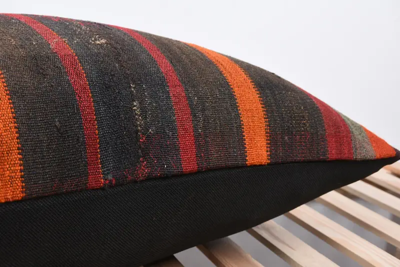 Pillow Sham, Boho Pillow, Retro Pillow Case, Rustic Cushion, Kilim Pillow Cover, Vintage Cushion Cover, 20x28 Brown Pillow Sham, Vintage Pillow - 7