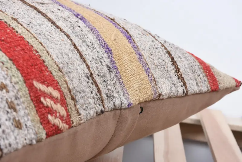 18x18 Beige Pillow, Cushion, Handmade Kilim Cushion, Tribal Cushion Cover, Kilim Pillow, Home Decor Pillow, Bed Cushion Cover - 7