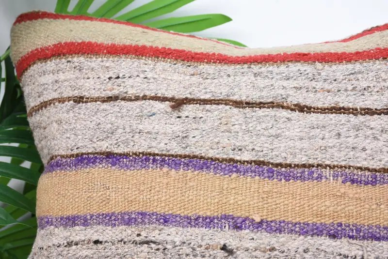 18x18 Beige Pillow, Cushion, Handmade Kilim Cushion, Tribal Cushion Cover, Kilim Pillow, Home Decor Pillow, Bed Cushion Cover - 2