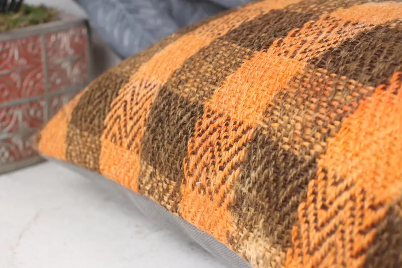 Handmade Pillow Sham, 12x24 Orange Cushion Case, Sofa Pillow Sham, Pillow Case, Kilim Cushion Sham, Antique Pillows, Vintage Kilim Pillow - 7