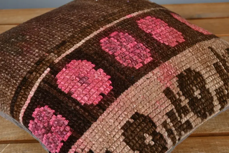 Vintage Kilim Pillow, Vintage Kilim Throw Pillow, Pillow for Sofa, 14x14 Brown Pillow Cover, Pillow, Customized Cushion Cover - 3
