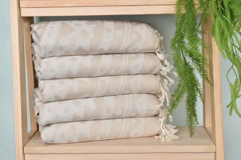 Handmade Turkish Towel, 70x40 Cotton Round Pattern Towel, Cotton towel, Beach towel, Summer Gift, Best Friend Christmas Gift, Scarf Towel, Gym Towel - 3