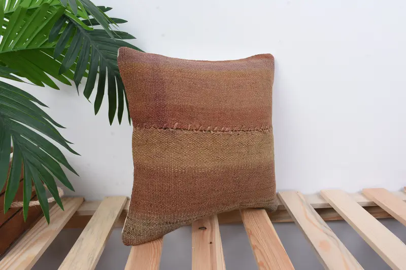 Seat Cushion Case, Muted Pillow Sham, Turkish Pillow, Kilim Cushion Sham, 12x12 Red Cushion Case, Vintage Pillow, Pillow Sham - 4