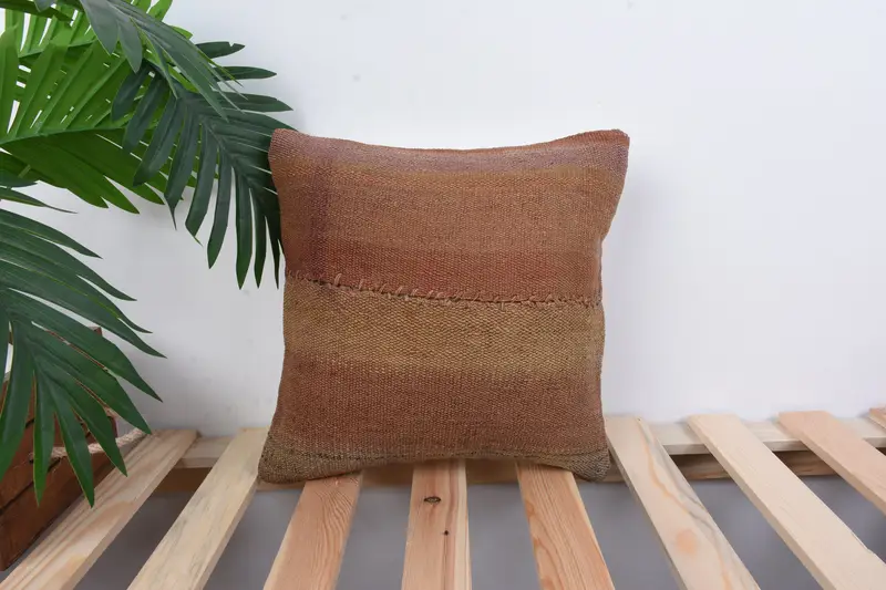 Seat Cushion Case, Muted Pillow Sham, Turkish Pillow, Kilim Cushion Sham, 12x12 Red Cushion Case, Vintage Pillow, Pillow Sham - 1