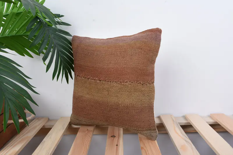 Seat Cushion Case, Muted Pillow Sham, Turkish Pillow, Kilim Cushion Sham, 12x12 Red Cushion Case, Vintage Pillow, Pillow Sham - 5