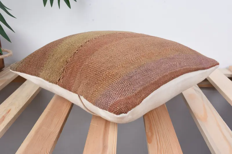 Seat Cushion Case, Muted Pillow Sham, Turkish Pillow, Kilim Cushion Sham, 12x12 Red Cushion Case, Vintage Pillow, Pillow Sham - 6