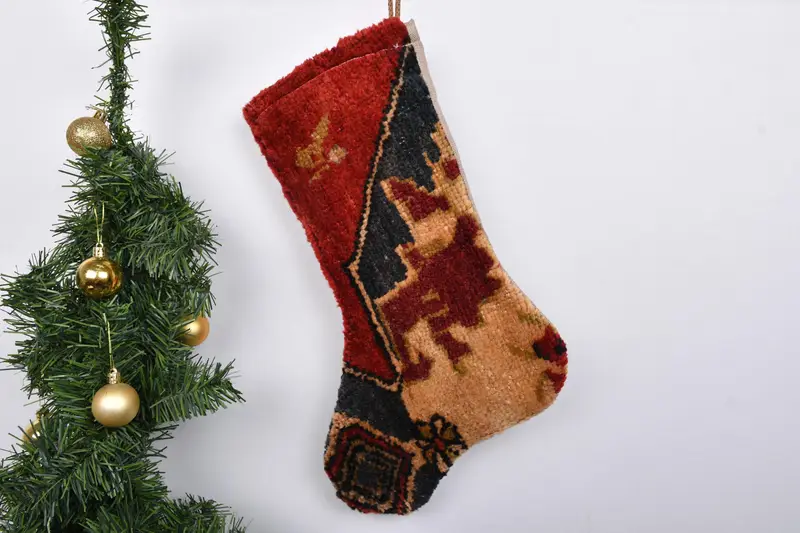 Patrón de adornos navideños festivos, calcetín navideño de 7 pulgadas