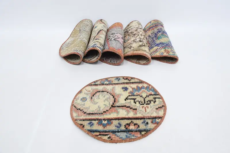 Böhmisches Tischset in Blau und Beige, 63,5 cm (25 Zoll) große Tischdekoration im böhmischen Stil