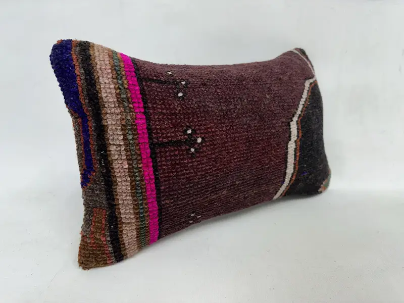 Ethnic Pillow Cover Pillow Case, Boho Pillow Sham Cover, Pillow Cover, Handmade Rug Seat Pillow, 12x20 Pink Pillow, Pillow for Sofa, Boho Pillow - 3
