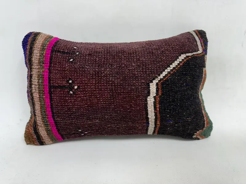 Ethnic Pillow Cover Pillow Case, Boho Pillow Sham Cover, Pillow Cover, Handmade Rug Seat Pillow, 12x20 Pink Pillow, Pillow for Sofa, Boho Pillow - 1