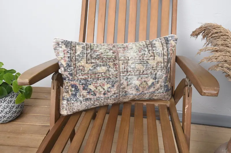 Vintage Brown Cushion Cover, Antique 12x20 inch Pillow Cover - 1
