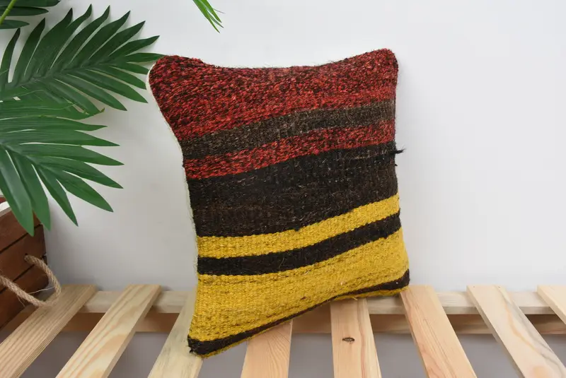 Vintage Kilim Throw Pillow, Pillow for Sofa, 12x12 Red Pillow Case, Turkish Corner Cushion, Decorative Pillow Case, Cushion Case, Gift Pillow - 4