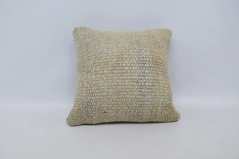 Antique Pillows, Throw Kilim Pillow, Natural Pillow Cover, Pillow Cover, Neutral Throw Pillow, Boho Pillow, 18x18 Beige Pillow Sham - 1