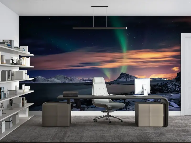 Sky Mural, Stary Sky Wall Art, Lake Wall Painting, Nature Wallpaper, Landscape Wall Art, Aurora Mural, Night Sky Wall Poster, - 4