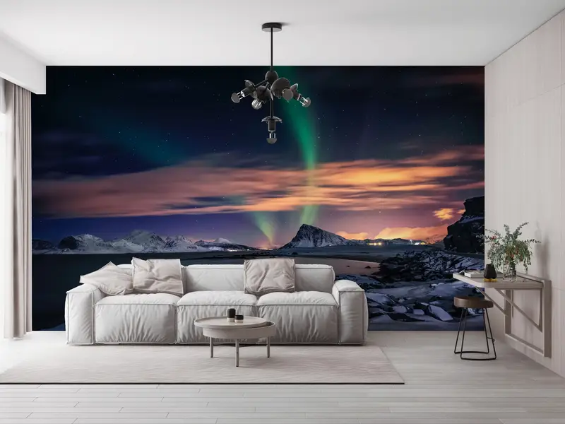 Sky Mural, Stary Sky Wall Art, Lake Wall Painting, Nature Wallpaper, Landscape Wall Art, Aurora Mural, Night Sky Wall Poster, - 10