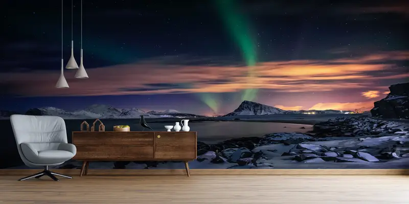 Sky Mural, Stary Sky Wall Art, Lake Wall Painting, Nature Wallpaper, Landscape Wall Art, Aurora Mural, Night Sky Wall Poster, - 9
