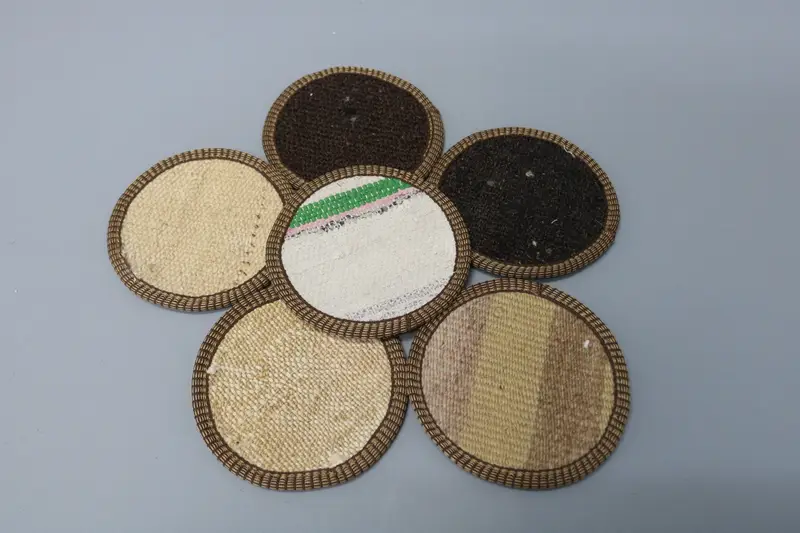 Bohemian Round Coaster, Unique White and Bronze Coaster