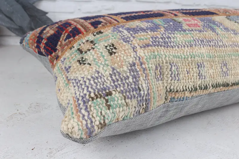 Nautical Throw Pillow, Boho Chic Pillow Sham, Pillow Cover, Vintage Kilim Pillow, 16x48 Blue Pillow Sham, Throw Kilim Pillow, Turkish Pillow - 6