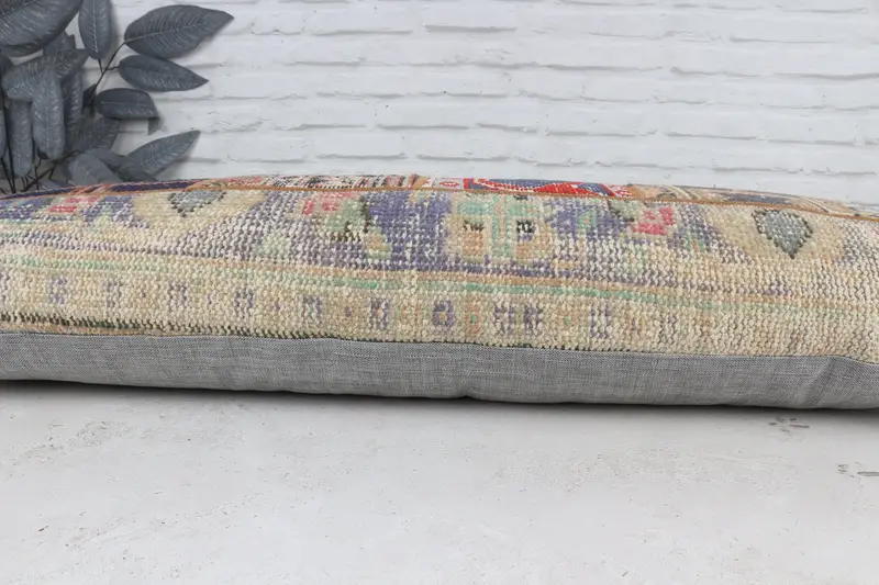 Nautical Throw Pillow, Boho Chic Pillow Sham, Pillow Cover, Vintage Kilim Pillow, 16x48 Blue Pillow Sham, Throw Kilim Pillow, Turkish Pillow - 5