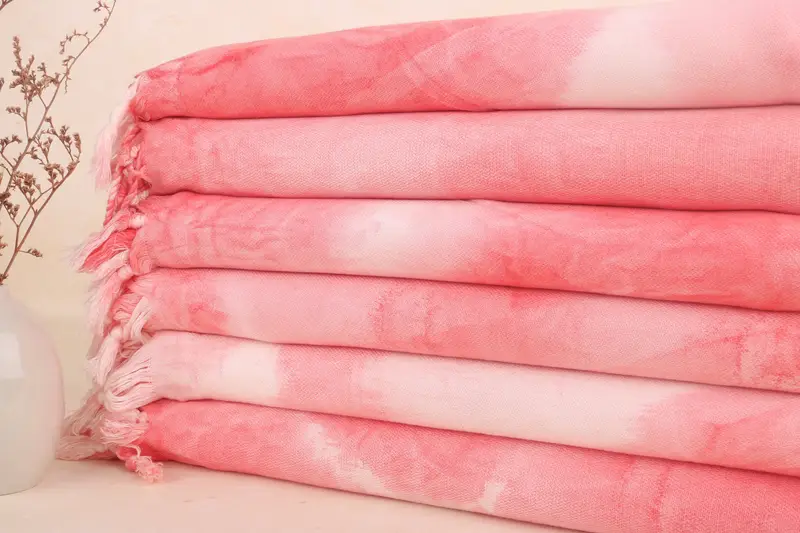 Personalized Turkish Beach Towel Red Tie Dye Monogrammed, 40x63 Inches