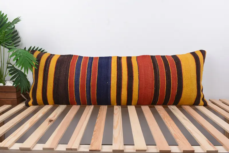 16x48 Red Pillow, Pillow for Sofa, Accent Throw Cushion, Outdoor Throw Cushion Case, Cushion Case, Pillow for Couch, Kilim Pillow - 1